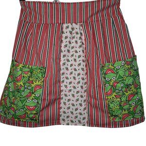Homemade Christmas Apron Patchwork Kermit The Frog One Of A Kind Holiday 1 Size